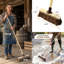 10'' Outdoor Broom Yard Brush with Stiff Natural Bassine Bristles for Patios and Garden