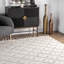 Tapis blanc cassé à motif marocain cassé en laine à pampilles fabriqué à la main Whigham-30098327