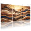 Ensemble de 3 tableaux abstraits en mosaïque représentant des vagues au coucher du soleil-1628153891