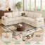 Canapé-lit modulaire en forme de L avec lit escamotable, beige-1845327029
