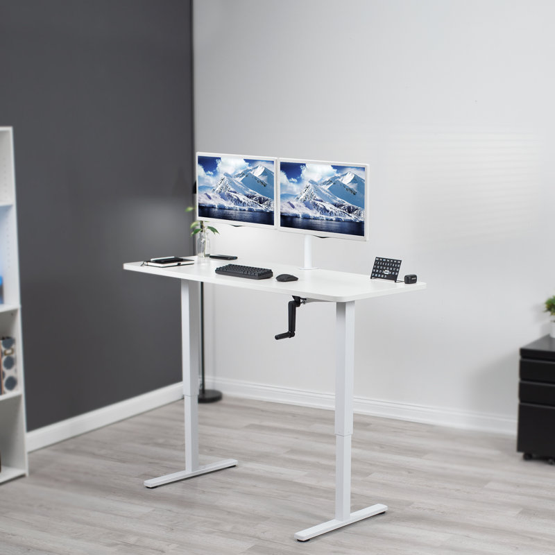 VIVO Modern White Adjustable Height Standing Desk