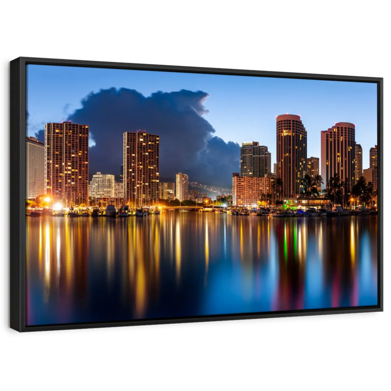 Honolulu Nightscape Canvas Print, 9" H x 13" W