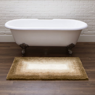 Sparkman Ombre Border Polyester Machine Washable Bath Rug