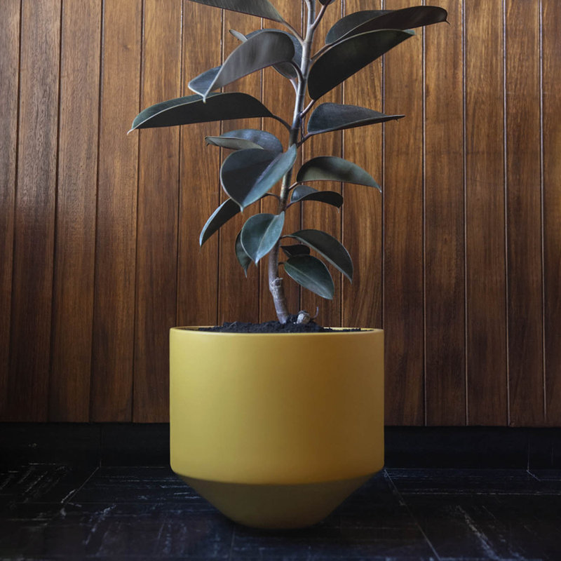 Handmade Ceramic Planter, 10.6" H x 11.8" W x 11.8" D, Saffron