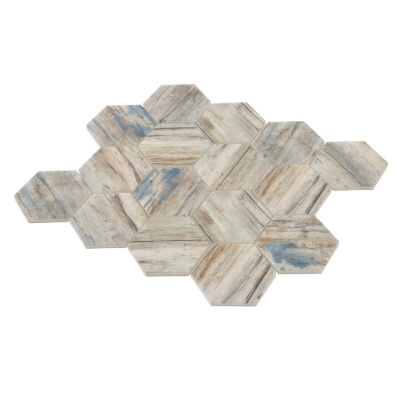 2.8" x 2.8" Glass Mosaic Wall & Floor Tile, Blue Wood