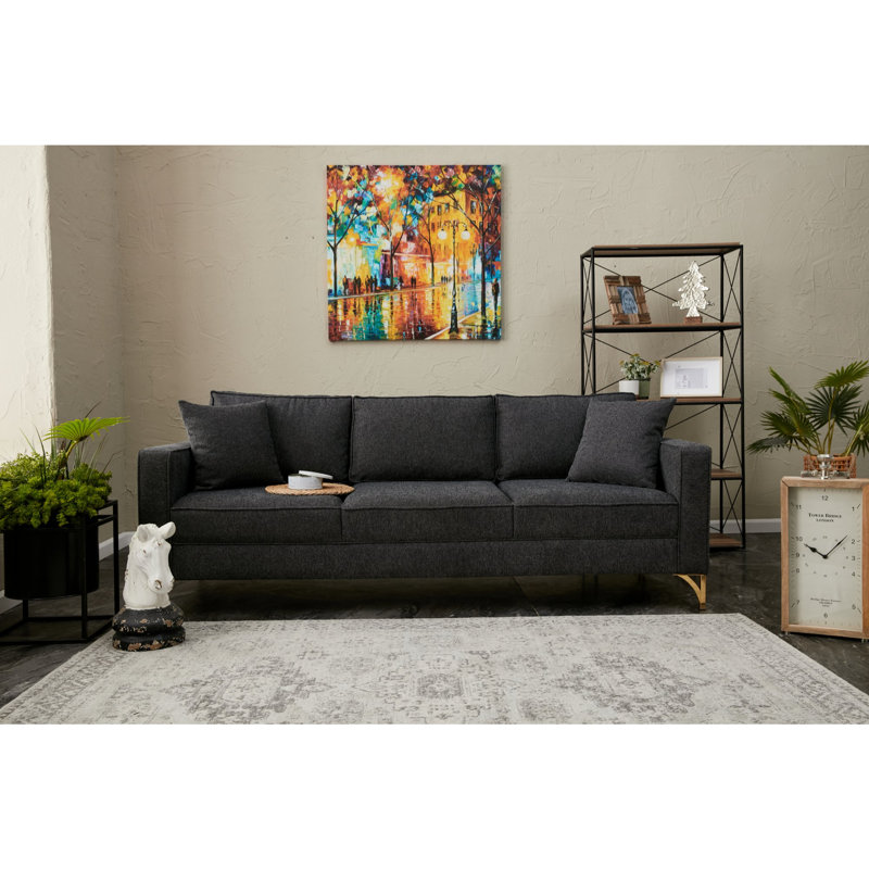 Canapé 86,6 po, 100 % polyester anthracite, Or