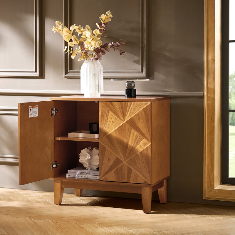 Mid-Century Modern 30" Wide Cabinets with Adjustable Shelves and Magnetic Push-to-Open Doors, Acorn