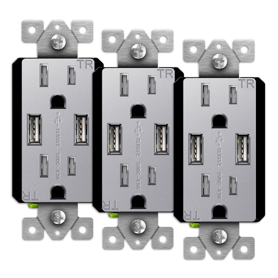 TopGreener Kalide 15-Amp Standard Tamper Resistant Decorator Outlet (Set of 3) TOPGREENER 