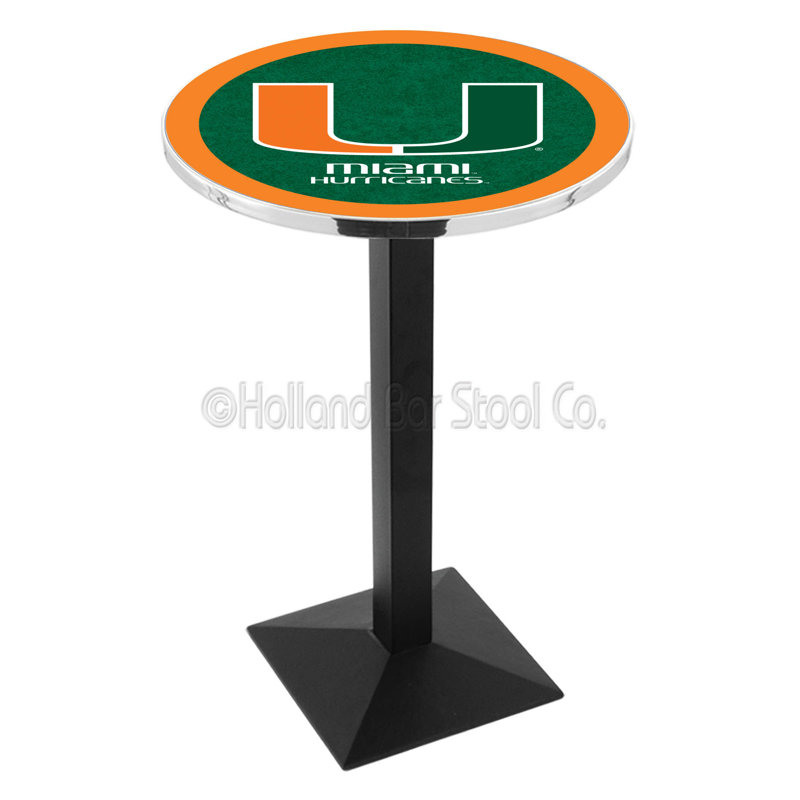 Round Metal Base Dining Table, University of Miami Florida, Black Wrinkle