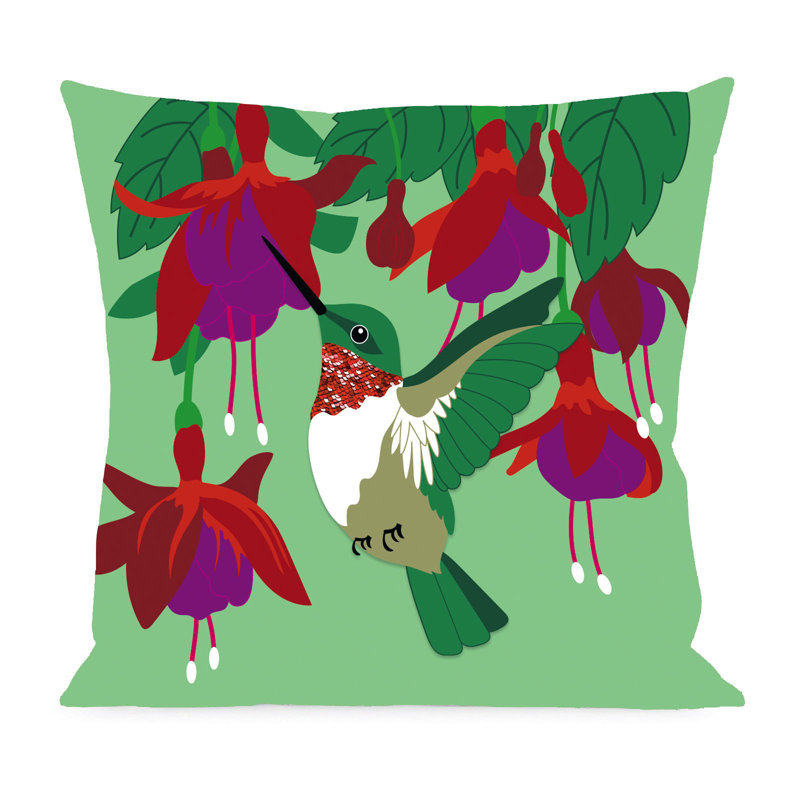 Housse de coussin d'extérieur Hummingbird and Fuchsia