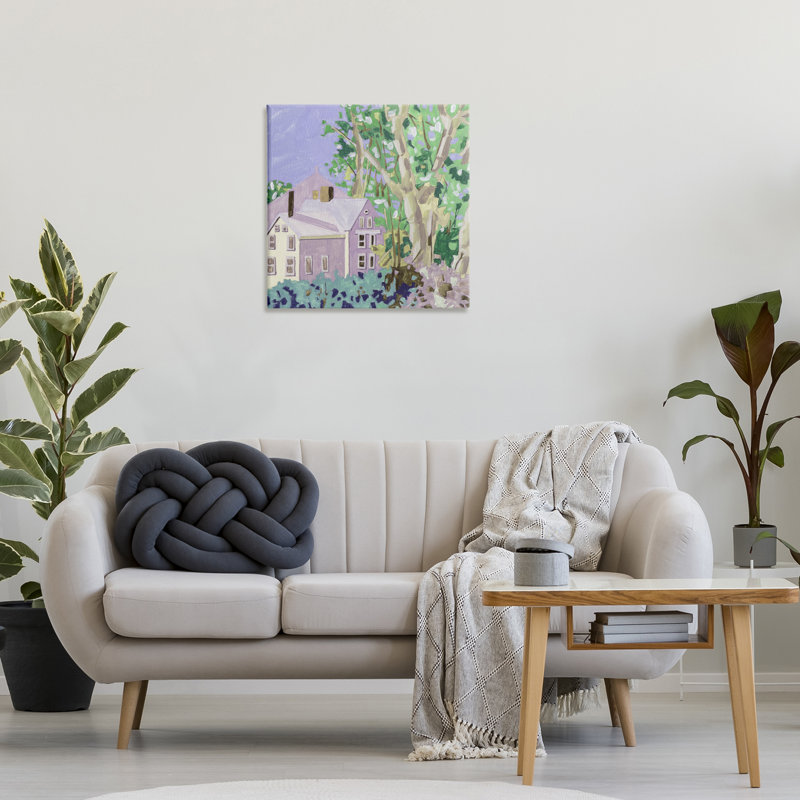 «Building View Through Trees», art mural sur toile par Melissa Wang, H 24 po x l 24 po