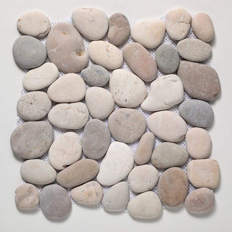 Natural Stone Mosaic Sheet Wall & Floor Tile, Gray/White/Tan