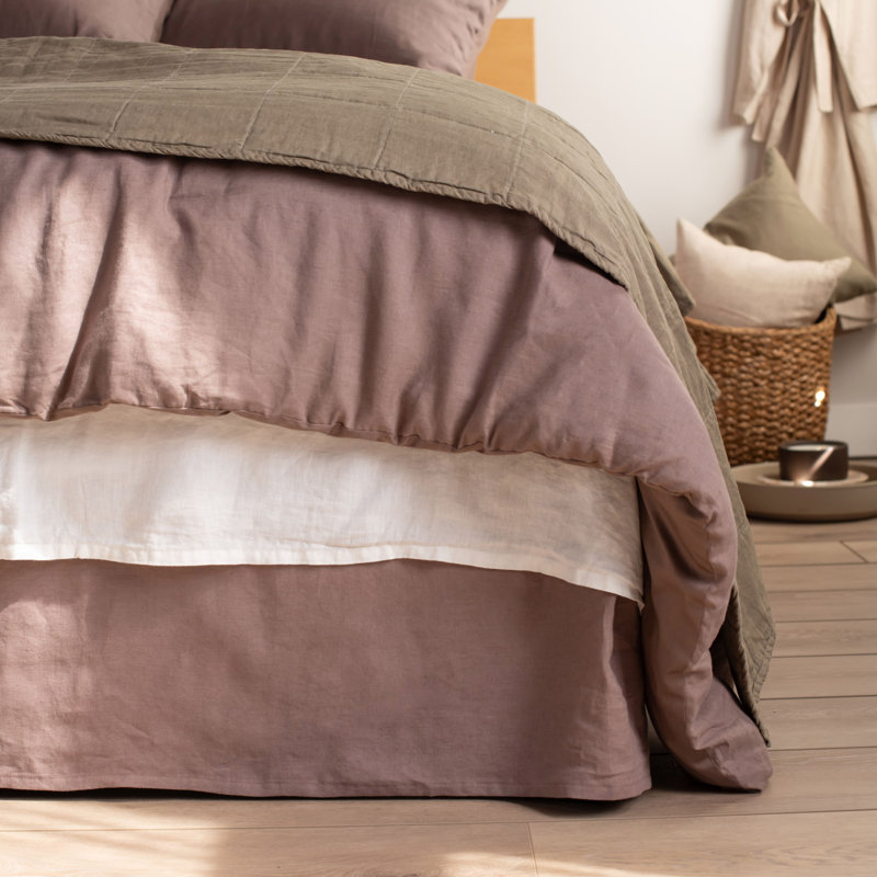 100% French Linen Bedskirt, Twin XL, Clove