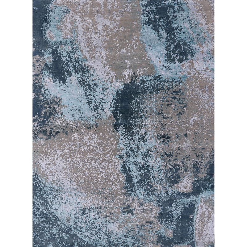 Tapis bleu / gris Brethren, Rond 4 pi