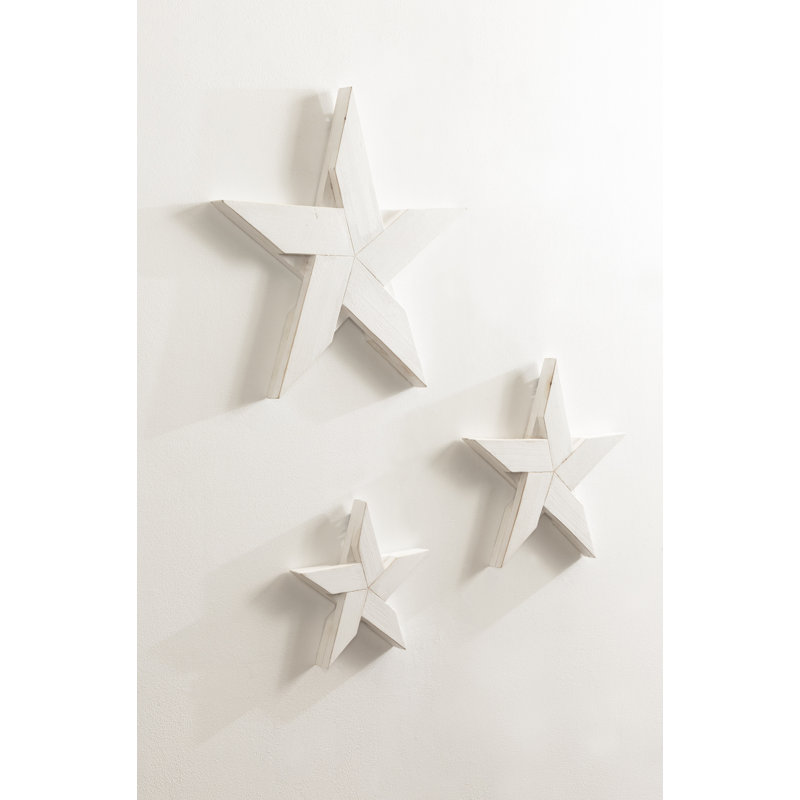 White Wooden Dimensional Star Wall Decor Set