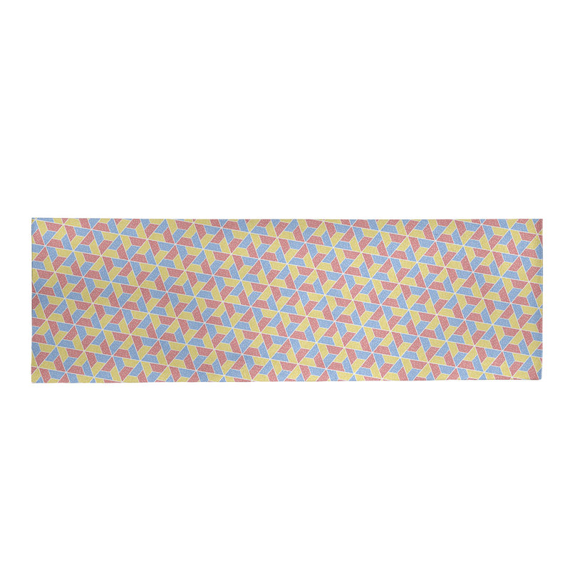 Tapis plumes/jaune/bleu clair, Tapis de couloir 2 pi 6 po x 8 pi
