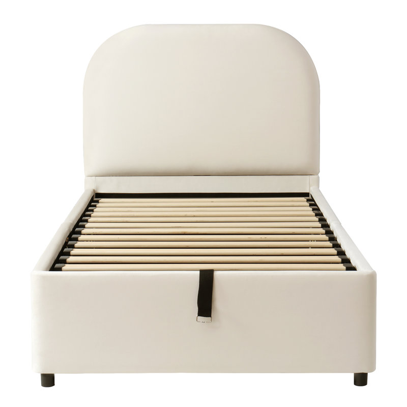 3ft Ottoman Bed Velvet, Beige