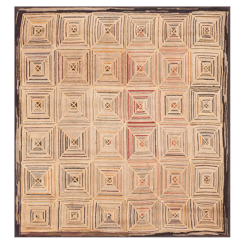 One-of-a-Kind 4'5" X 4'5" Square Hand Hooked Area Rug