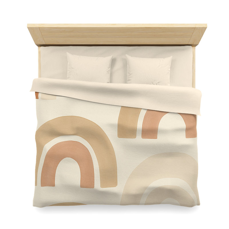 Microfiber Duvet Cover Boho Style, Design 50, Cream, King Duvet Cover