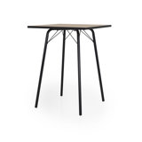 Flow Oak Solid Wood Top Metal Base Dining Table