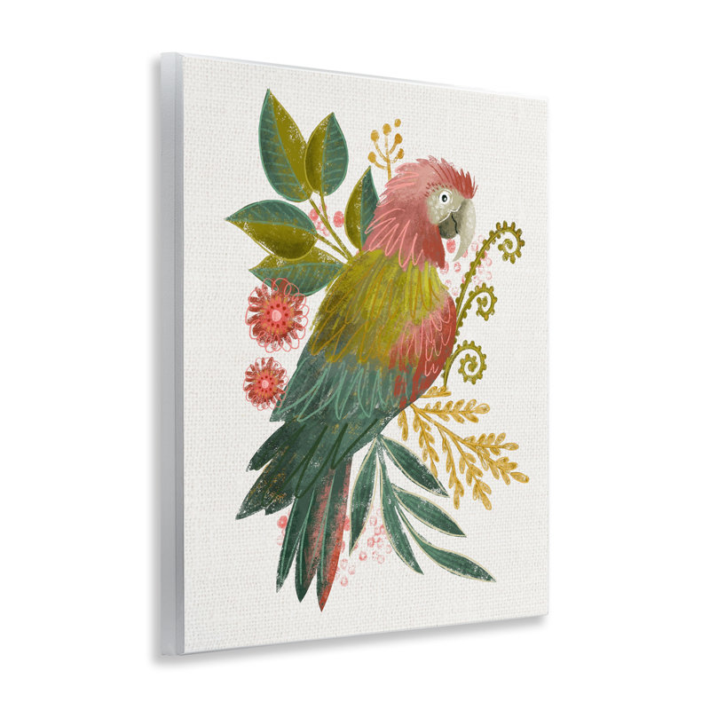Art mural perroquet avec feuilles éclectiques par Fineapple Pear