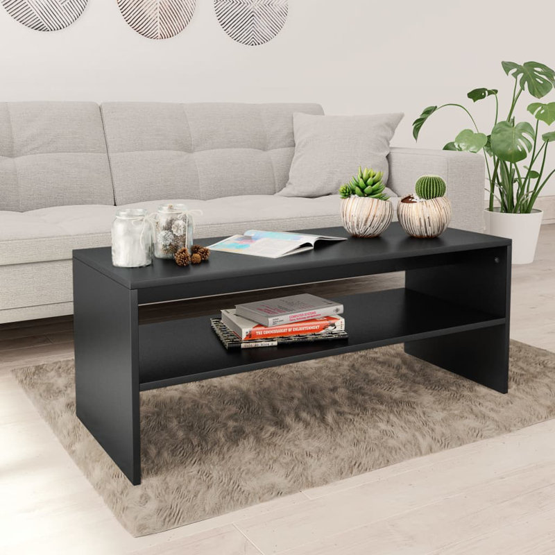 Engineered wood Frame Single Coffee Table with Storage, Black