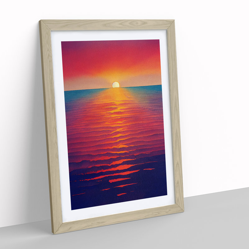 Bedazzled Ocean Sunset - Wall Art, White, 64cm H x 46cm W x 2cm D, Oak