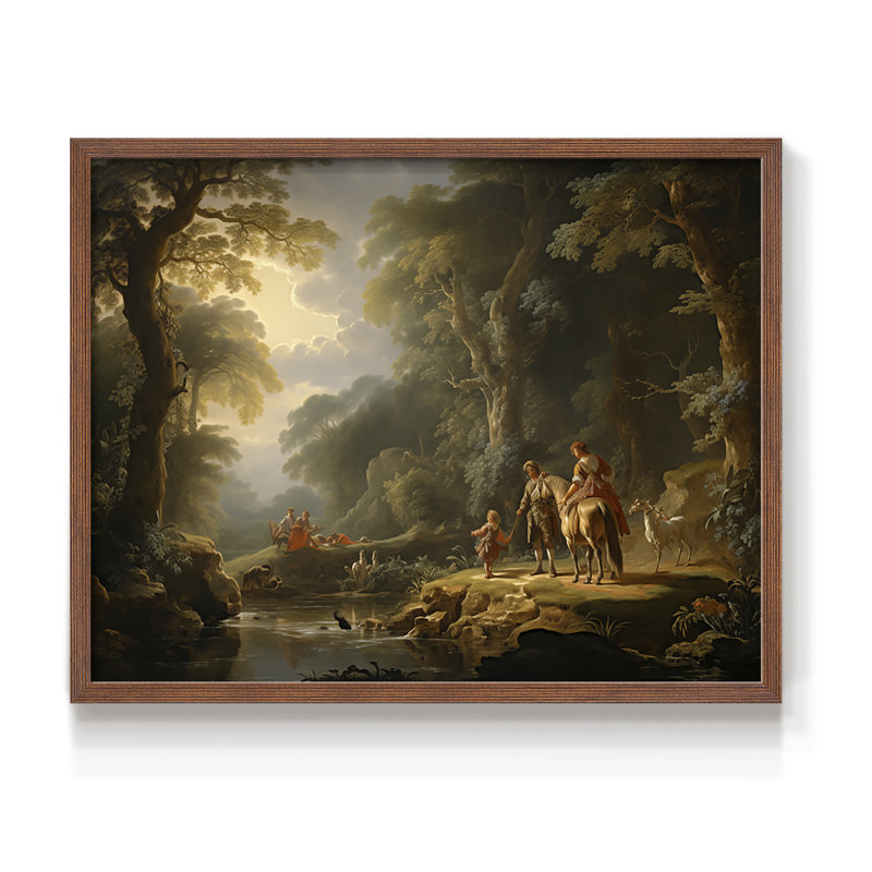 Faune - XIXème - Reproduction encadrée - Restickable, H 11 po x l 14 po, Noyer
