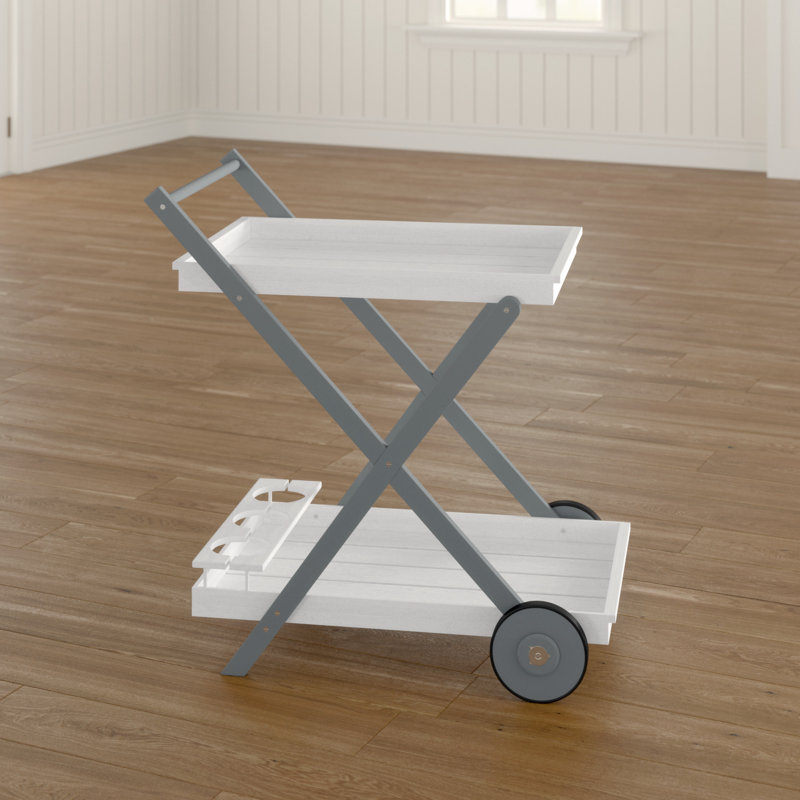 Osier Solid Wood Bar Cart, Grey