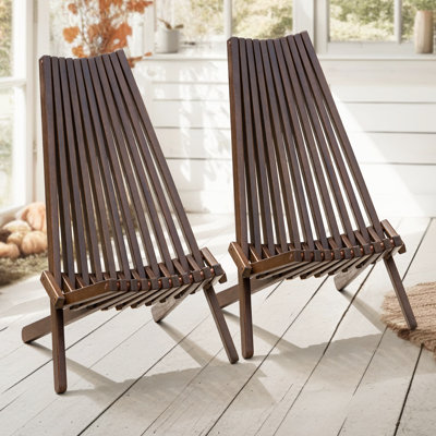 Chaise Adirondack pliante en bois d'eucalyptus Jahzelle résistante aux intempéries sans assemblage