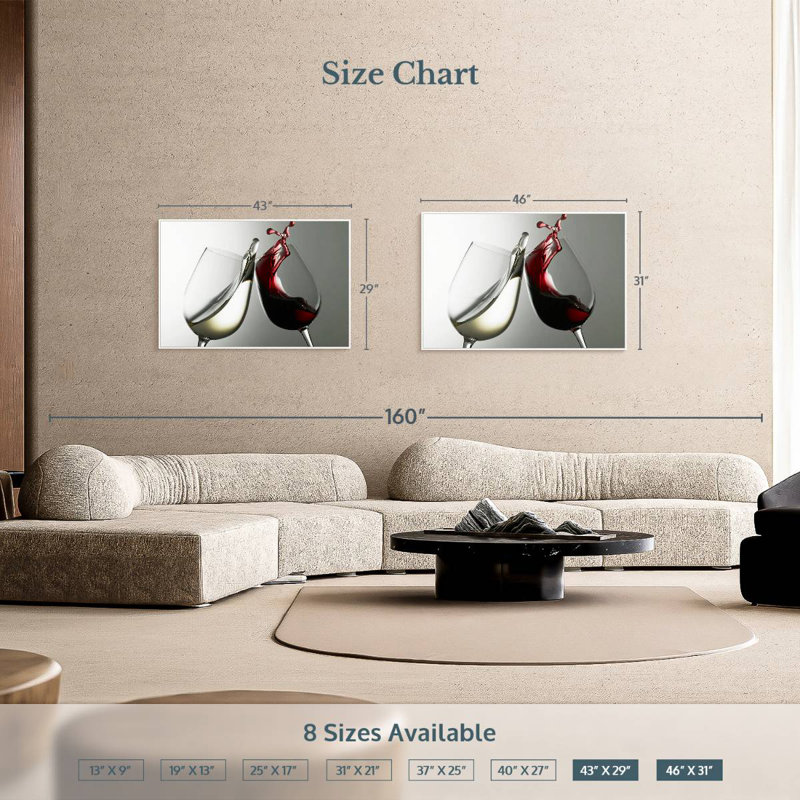 Blanc et vin rouge, Cadre flottant blanc, 40 po x 27 po