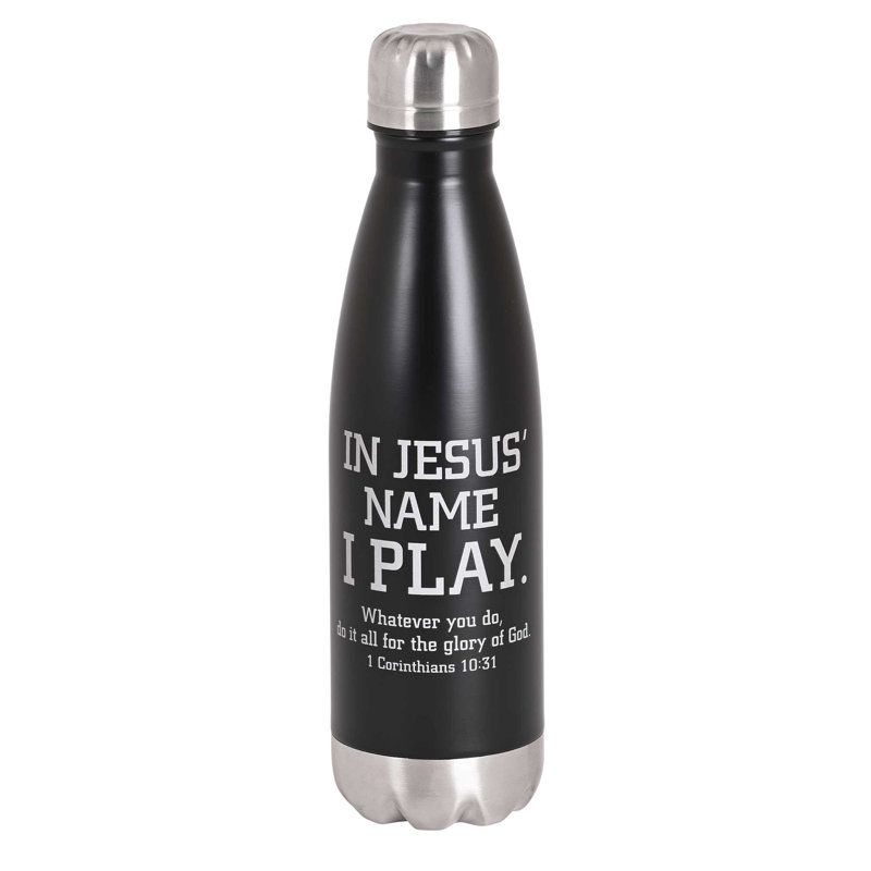 Water Bottle Jesus Name I Play Black