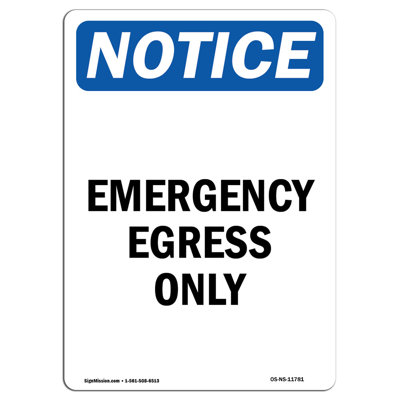 Emergency Egress Only Sign