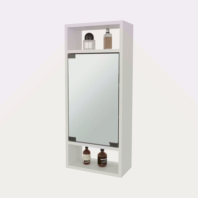 Medicine Cabinet With Mirrored Door And Open Storage
