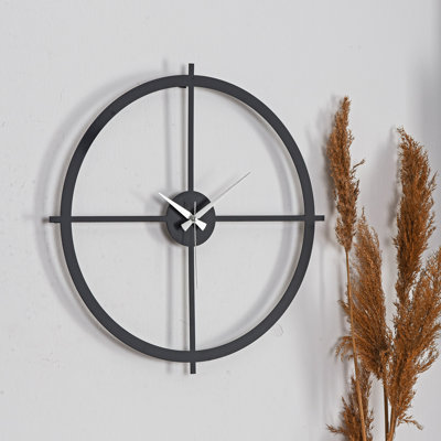 Stylish Decorative Metal Wall Clock, Black, 19.7 inches Diameter | 100% Metal Construction, Thickness: 0.06 inches | Silent Mechanism, Requires 1 AA Battery (Not Included) | Perfect for Home, Office & Modern Decor