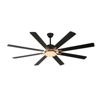 Synia 72" Black Modern Ceiling Fan with LED Light and Remote, 6 Speed Reversible Ceiling Fan
