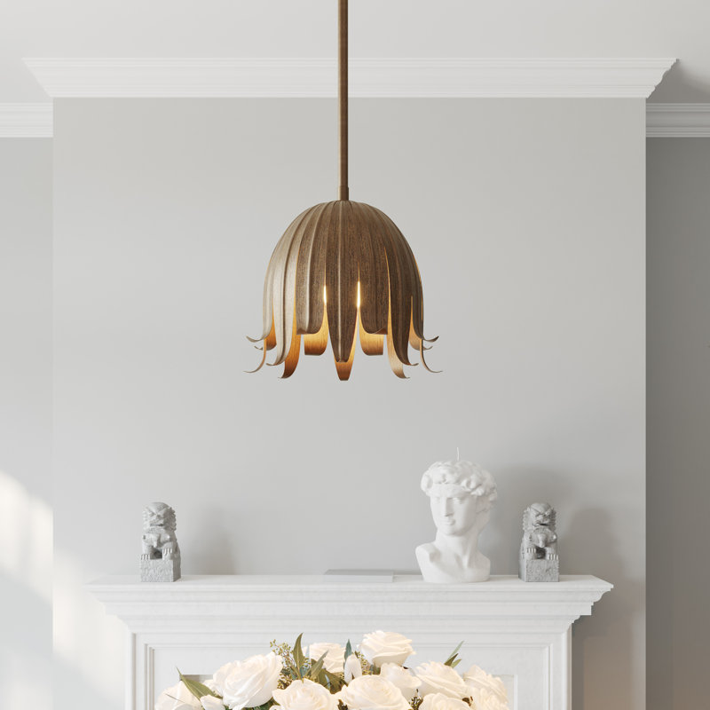 Luminaire suspendu simple 1 lumière Ruels Rounak, Bronze antique