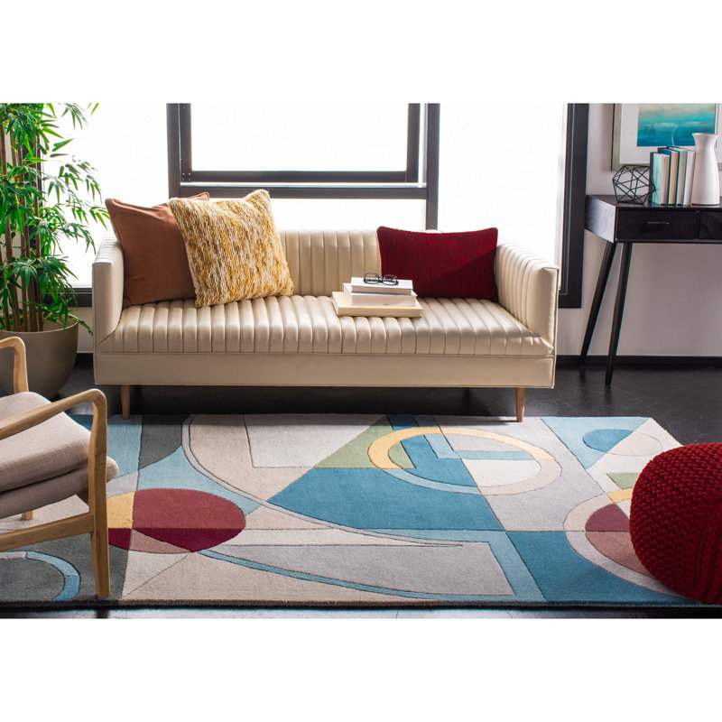Charbonneau Drive Hand Tufted Wool Abstract Rug, Rectangle 5' x 8'