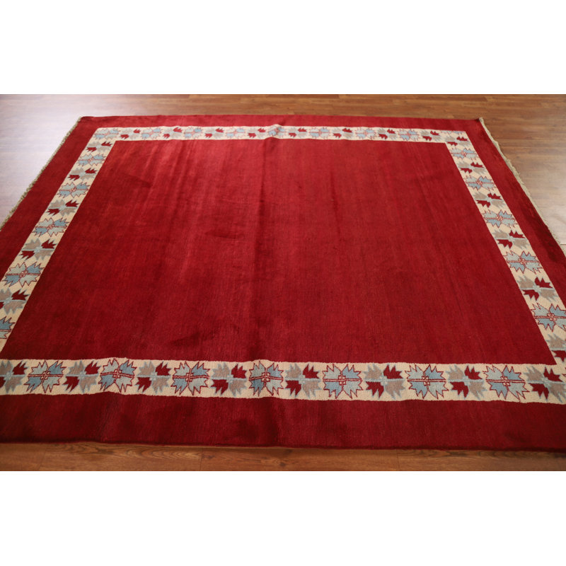 Red Gabbeh  Wool Area Rug 7x8