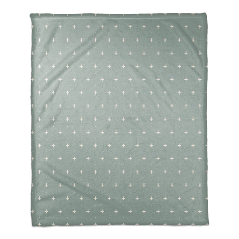 Hand Woven Throw Blanket, White/Blue