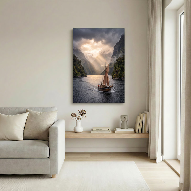 Impression sur toile, voilier en bois, H 36 po x l 24 po