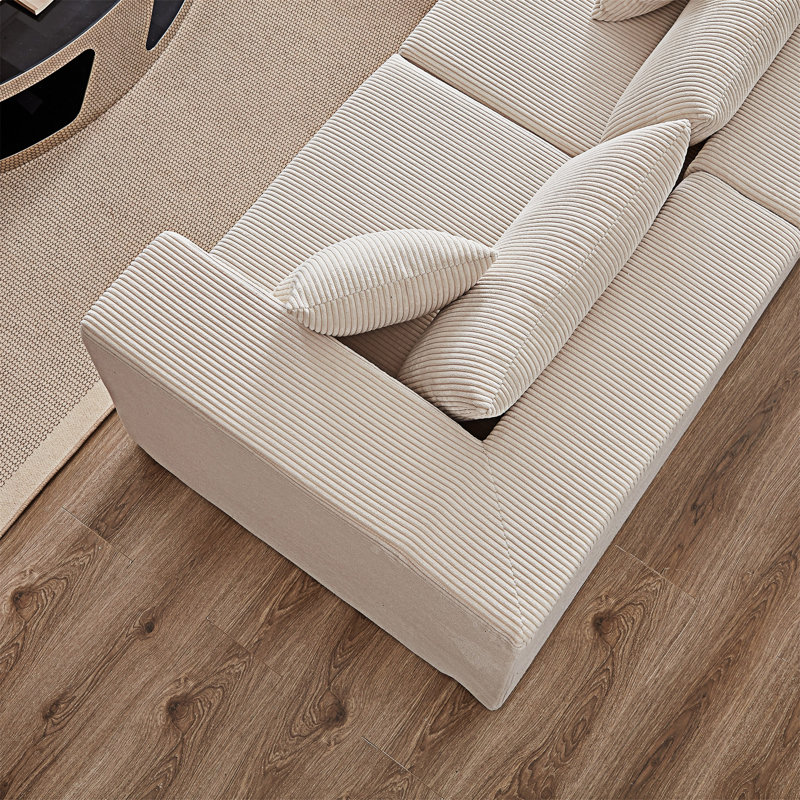 Modular Upholstered L Shaped Sectional Sofa, Beige