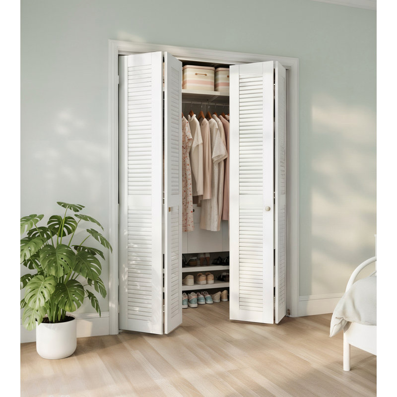 Porte pliante en bois massif manufacturé pré-percée avec trousse de quincaillerie d'installation, 56 po x 80 po