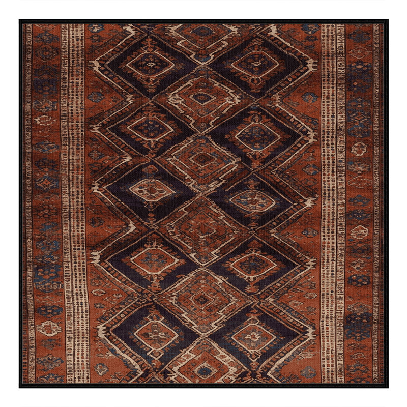 Tapis turc noir lavable à la machine, Carré 7 pi
