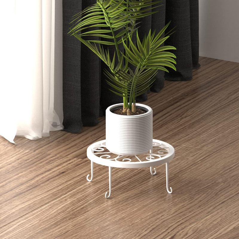 Support pour plante rond en pot 5 pièces, Blanc