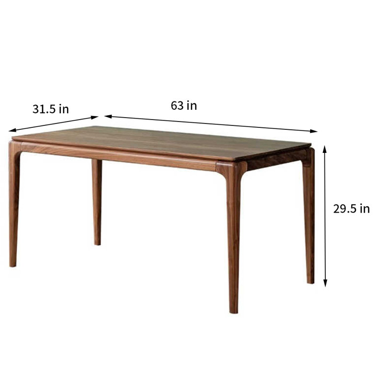 Nalenhle Walnut Solid Wood Top Dining Table, 29.5”H x 63”L x 31.5”W