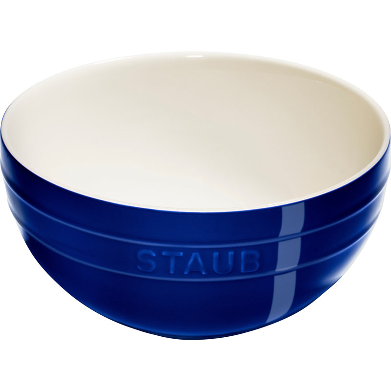 Ceramic 2 Piece Nested Mixing Bowl Set, Dark Blue