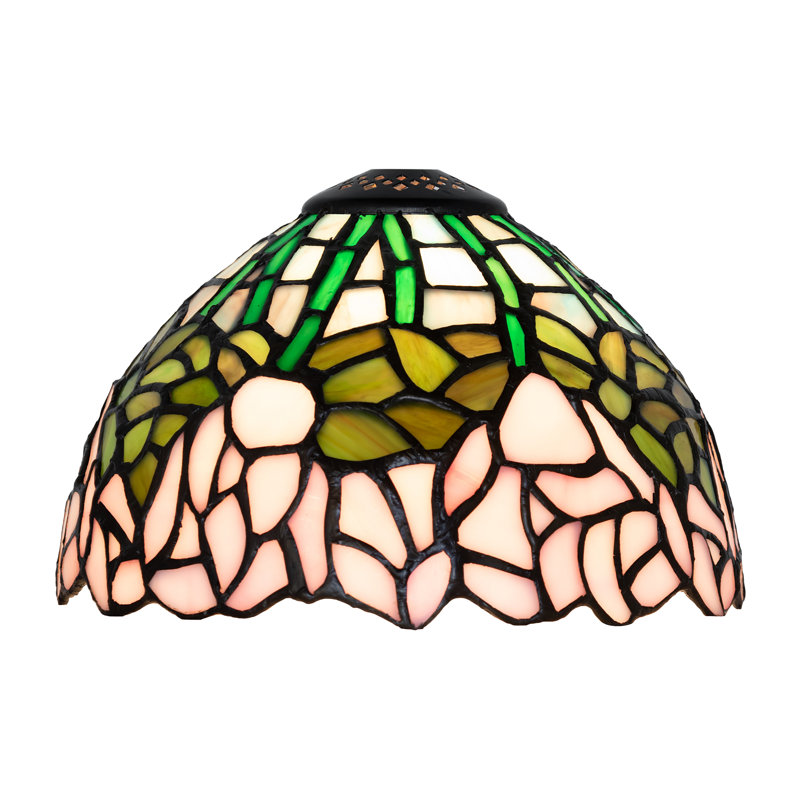 Abat-jour fantaisie en verre H 5 po x l 8 po Cabbage Rose