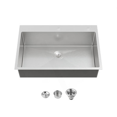 Stainless Steel Kitchen Sink, 33″x22″ Single Bowl