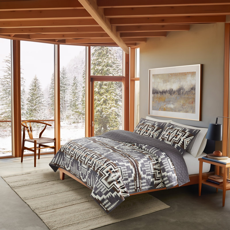 Gray Full Cotton Reversible Coverlet Set